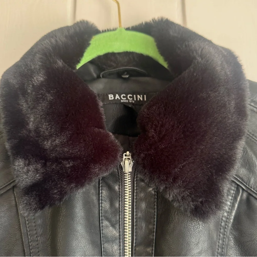 Baccini Black Faux Leather Jacket